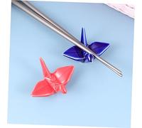 FUNNETOYU 12pcs Japanese Style Ceramic Paper Crane Chopsticks Rack with Spoon and Fork Holder Smooth Surface Tableware Rest for Elegant Dining and Kitchen Organization