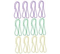 FUNNETOYU 12Pcs Mardi Gras Beaded Necklace and Bracelet Lightweight Skin Friendly Carnival Jewelry Gold Purple Green Handcrafted Festive Party Accessories for Women