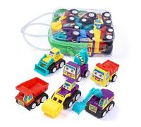 FUNNETOYU 12pcs Mini Friction Powered Engineering Vehicle Set for Early Educational Pull Back Cars Random Color Safe Boy Girl Construction Random Color