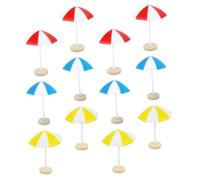 FUNNETOYU 12pcs Miniature Sun Umbrellas Beach Decoration for Doll Houses Red Blue Yellow Resin Micro Landscape Ornaments Compact DIY Bonsai Accessories for Creative Play