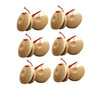 FUNNETOYU 12pcs Natural Orff Castanet for Hand Finger Percussion Instruments Educational for Rhythm Development and Early Music Learning Portable Wooden Castanets for Classroom and Outdoor
