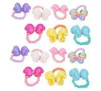 FUNNETOYU 14pcs Glitter Bow Hair Ties for Toddlers Girls Sequin Elastic Ponytail Holders Soft Stretchy Hair Scrunchies for Boys and Girls Colorful Gradient Rubber Bands Accessories