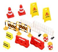 FUNNETOYU 14Pcs Traffic Road Signs Miniature Road Cones and Barricades Educational Traffic Symbols for Childrens Learning Room Decor Sand Table and Architecture Models
