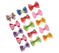 FUNNETOYU 15pcs Dog Flower Hair Ties with Rubber Bands for Tiny Pups | Ribbon and Rubber Band Build, Gentle Elastic Core, Easy Swap and Remove, for Yorkies and Poodles Random Color