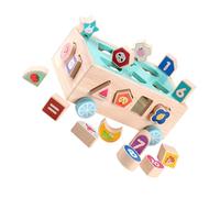 FUNNETOYU 18-Hole Wooden Shape Sorter Car Educational Blocks for, Brain Development Intelligence Puzzle Set, Early Learning Building Bricks for