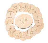 FUNNETOYU 18pcs Home Circle Labels Wooden Blank Discs Round Organizing Circle Labels for Marking and Classifying in Offices and Schools, Beige Wood Tags that Will Not Cause Damage