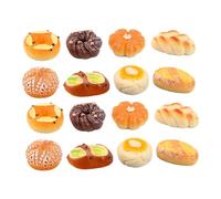 FUNNETOYU 18pcs Miniature Resin Bread Models Artificial Bakery Food Realistic Simulation Decor for Dollhouse Cake Shop Photography Prop Home Room Ornament