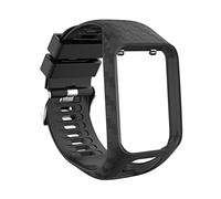 FUNNETOYU 1pc Carved Silicone Watch Band Replacement for Series Comfortable Wristband Compatible with Tomtom Smartwatch Black