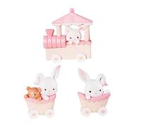 FUNNETOYU 1set Pink Bunny Train Cake Toppers Cake Decor Adorable Home Ornament for Birthday Celebrations Safe Material for Festivals and Dance Parties 3pcs