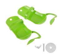 FUNNETOYU 2 Pcs Green Plastic Parrot Feeding Rack with Unique Design and Wear Resistant Material, Bird Feeder Stand for Cage Use, Cuttlefish Skeleton Style Food Holder