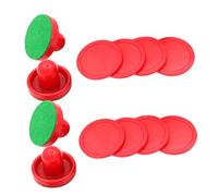 FUNNETOYU 2 Sets Air Hockey Paddle Replacement Accessories with Self-adhesive Lint Patches and Red Puck Pushers for Table Hockey Games for Quick Maintenance and Extended Play