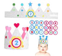 FUNNETOYU 2 Sets Birthday Party Hats with Interchangeable Numbers Felt Crowns for Boys and Lightweight Adjustable Party Crowns for Memorable Celebration