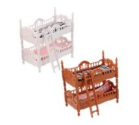 FUNNETOYU 2 Sets Dollhouse Bunk Bed Furniture for Bedroom Role Play Realistic Miniature Double Bed Accessories Detailed Design for Spatial Planning and Organization Skills
