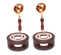 FUNNETOYU 2 Sets Vintage Wax Seal Melting Furnace with Comfortable Handle Heat Resistant Wax Warmer Pot and Spoon for Sealing Beads Classic Craft Tool for Wedding Envelopes and Letters Color