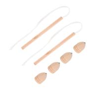 FUNNETOYU 2 Sets Wear-resistant Wooden Gyro Traditional Chinese Spinning Tops with Natural Wood DIY Rotating Tops for Hand-eye Coordination Retro Entertainment and Exercise