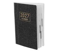 FUNNETOYU 2027 A7 Pocket Personal Planner with Full-year Calendar and Progress Tracking, Black Pu Leather Hardcover, Paper Material, Compact Size for Daily Journaling and Work Use