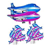 FUNNETOYU 20pcs Airplane Foil Balloons Fun Eye Catching Birthday Party Decorations for Aviation Themed Events Safe Aluminum Material Easy to Inflate for Adults