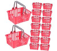 FUNNETOYU 20Pcs Mini Shopping Basket for Age Small Red Handheld Pretend for Role Playing Creative Miniature Grocery Cart for Birthday and