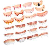 FUNNETOYU 24pcs Halloween Fake Teeth Scary Zombie Dentures Party Props PVC Material Safe for Cosplay Haunted House Horror Theme Decorations