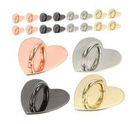 FUNNETOYU 24pcs Heart Shaped Phone Ring Grips with Adhesive Metal Finger Stand Hooks DIY Cell Phone Charm Accessories in Steel Rose Gold for Stylish Mobile Use