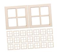 FUNNETOYU 24pcs Wooden Dollhouse Windows Miniature Model Kit Realistic Small Scale Mini Furniture Ornaments DIY Craft Supplies for Dollhouse Decoration