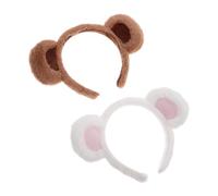 FUNNETOYU 2pcs Adjustable Plush Bear Ears Headbands for Women Soft Comfortable Hairbands for Makeup Face Washing Cosplay Party Accessories Brown and Pink