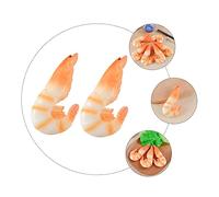 FUNNETOYU 2pcs Artificial Shrimp Model PVC Food Decoration Realistic Simulated Seafood Photo Prop Lifelike Bright Color Shrimp Ornament for Home Kitchen Display