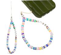 FUNNETOYU 2Pcs Beaded Phone Charm Strap with Love Letter Decoration Colorful Bohemian Mobile Phone Lanyards for Anti-lost Use and Bag Keychain Accessory