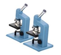 FUNNETOYU 2pcs Blue Miniature Dollhouse Microscope Portable DIY Science Kit with High Definition Magnification Lightweight Educational Lab Equipment for Stem Exploration and Dollhouse