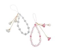 FUNNETOYU 2pcs Crystal Phone Charm Strap with Plaster Flower Pendant, Comfortable Skinfriendly Wear, Unique Creative Design Wrist Lanyard for Phone and Device Use during Shopping Or Daily