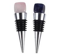 FUNNETOYU 2pcs Crystal Wine Bottle Stoppers with Decorative Gemstone Design Airtight Wine Elegant Party and Wedding Gift Blue Pink