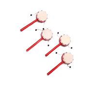 FUNNETOYU 2pcs Drum Baby Drum Wooden Sheepskin Portable Red Handle Light Weight Exercising Hand-Eye Coordination Traditional Chinese for Babies