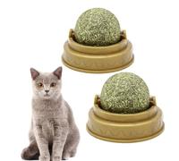 FUNNETOYU 2pcs Edible Catnip Licking Ball for Cats Playful Spherical Cat Snack Made of Plastic and Mint Promotes Digestion and Dental Health Pet Treat