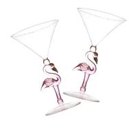 FUNNETOYU 2Pcs Flamingo Pink Frosted Glass Cocktail Wine Cups Party Glasses for Weddings Birthdays Banquets Versatile Stemless Drinkware Idea