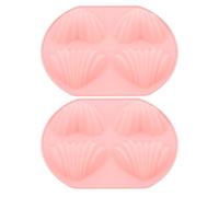 FUNNETOYU 2Pcs Heart Shape Silicone Cake Pan Set, Nonstick 4-Cavity Madeleine Cupcake Bakeware, Pink, Home Baking Mold for Birthday and Party Use