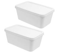FUNNETOYU 2pcs Icecream Tub 3l Plastic Container Freezer Ice Cream Boxes with Lids Multipurpose Airtight Containers for Ice Cream Storage and Food Preservation in Home and Commercial Use