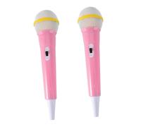 FUNNETOYU 2Pcs Microphone Portable Lightweight Fake Microphones Realistic Design for Singing Role Play and Stage Performance Props Pink