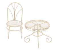 FUNNETOYU 2pcs Miniature Iron Table and Chair Set for Dollhouse Bistro Style with Backrest Refined Crafting Detailed Landscape Decoration for Creative Role Play