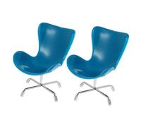 FUNNETOYU 2Pcs Miniature Plastic Armchair Swivel Chair Model for Dollhouse Decor Blue Miniature Furniture for Imagination and Creativity