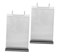 FUNNETOYU 2Pcs Multi Page Flip Menu Holder Transparent Acrylic Display Stand for Restaurant Tabletop PP Construction Detachable Label Display for Menus and Advertisements