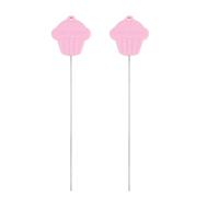FUNNETOYU 2pcs Pink Silicone Handle Stainless Steel Cake Tester Baking Tool for Bread Muffin Biscuit Cooking, Kitchen Baking Probe for Doneness Testing