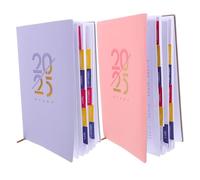 FUNNETOYU 2pcs Portable Student Planner Notebook Daily Monthly Multi-function Note Book for School Office Household Use Pink and Purple Minimalist Design