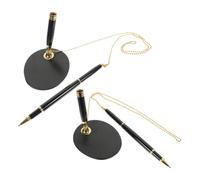 FUNNETOYU 2pcs Secure Counter Pens with Chain for Office Bank Hotel Reception Desk Ergonomic Grip Ballpoint Signature Holders Smooth Writing Loss Prevention Supplies