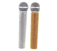 FUNNETOYU 2Pcs Simulation Microphone Prop for Boys and Girls Realistic Pretend Play Mic for Party Cosplay and Performance for Media Interviews and Stage Costume