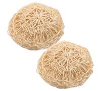 FUNNETOYU 2pcs Sisal Bath Sponge Balls Body Scrubber with Reinforced Edges for Bathing and Wash the Body, Easy to Dry Out Bathroom Shower Accessories in Khaki