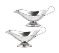 FUNNETOYU 2pcs Stainless Steel Gravy Boat with Comfortable Handle Sauce Container Condiment Bowls for Salad Dressing and Fruit Juice Serving Freezer Safe and Dishwasher Friendly
