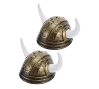 FUNNETOYU 2pcs Viking Helmet with Horns Lightweight Medieval Warrior Costume Hat Easy Match Cosplay Accessory for Men and Boys for Halloween Themed Parties and Carnival Events