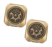 FUNNETOYU 2Pcs Vintage Brass Six-Sided Rotating Dice Set Retro Metal Game Dice for Office, Unique Handheld Fidget Gadget for Stress Relief and Finger Exercise