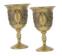 FUNNETOYU 2pcs Vintage Zinc Alloy Medieval Goblet Small Embossed Royal Wine Cup for Party Banquet Home Decor with High Aesthetic Value and Retro Design
