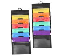 FUNNETOYU 2Pcs Wall Mounted Document Bags for Office Hanging File Folder with Foldable Compartments for Organizing Files and Documents Space Saving Storage